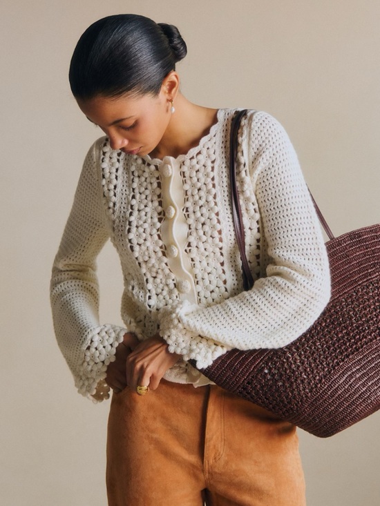 Sezane Sweaters - Sezane DAPHNÉ CARDIGAN Ecru XS